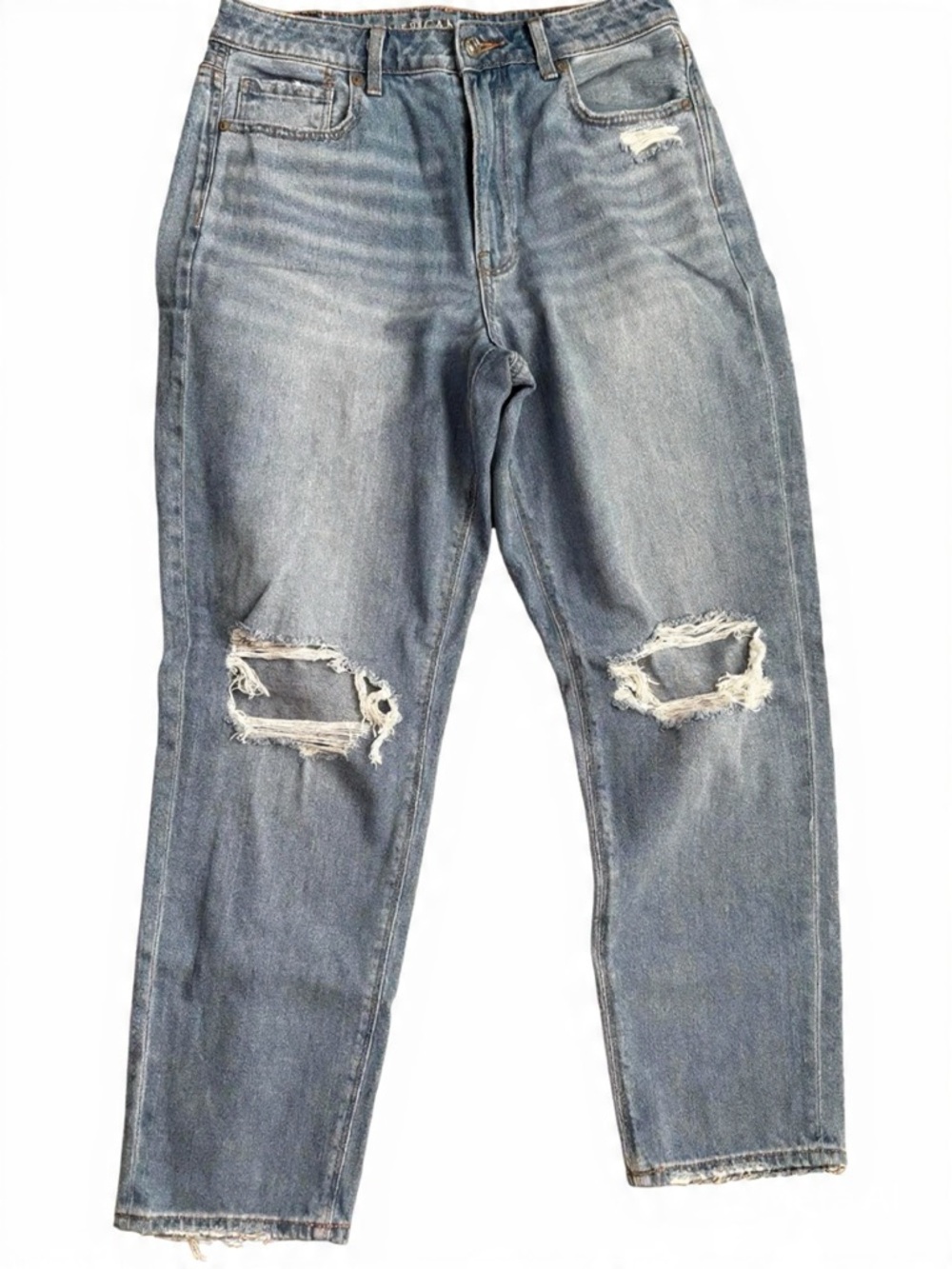 American Eagle High Rise Mom Jeans Distressed Light Wash - Picture 3 of 4